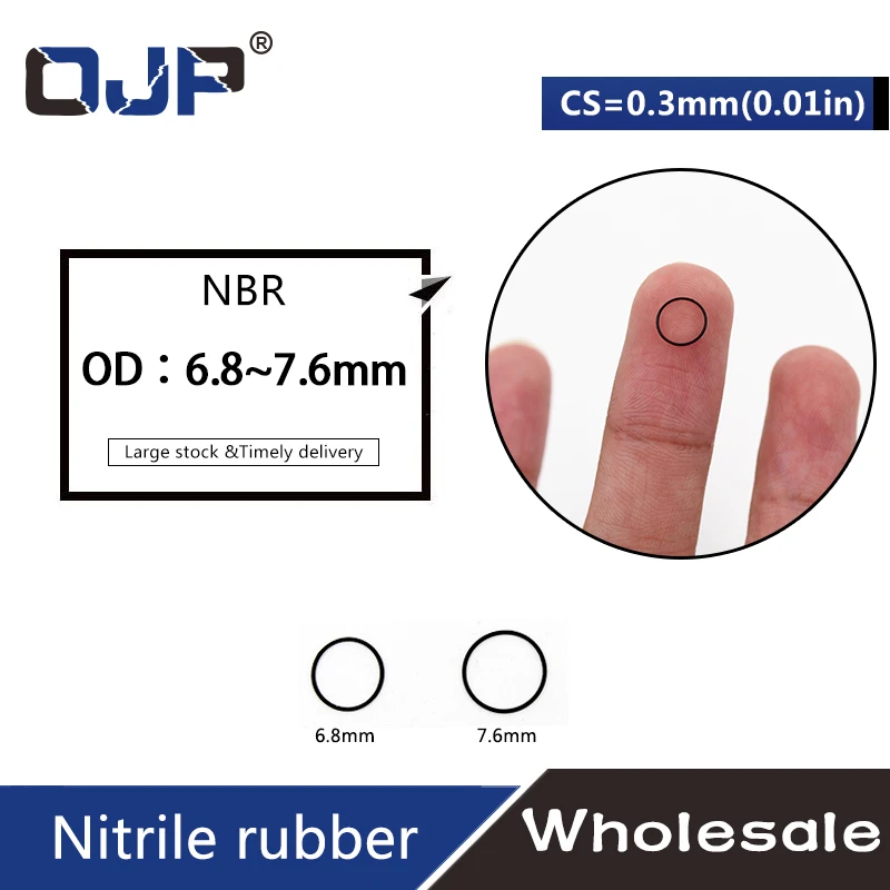 30 шт./лот резиновый черный NBR CS 0 3 мм толщина OD6.8/7 6 кольцо для часов маслостойкая