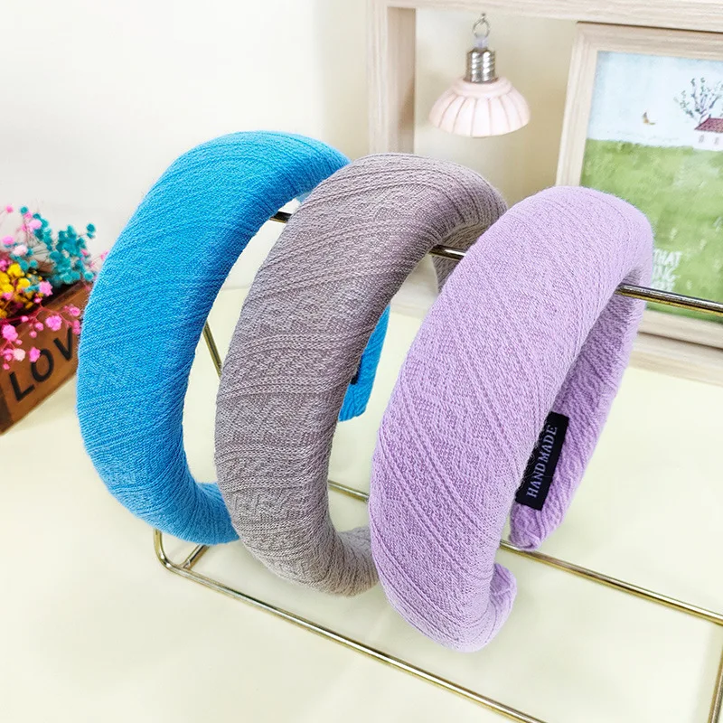 

Solid Color Spong Hairbands For Travel Jewelry Fashion Knitted Fabric Wide Headbands Women Bazel Unisex Hair Accessories