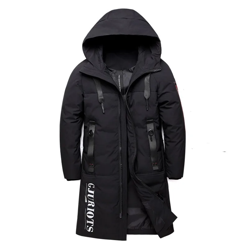 

2019 New Men's Clothing Winter Warm Down Jacket Hooded Thick Long Slim Duck Down Coat Male Red Black Brand Clothes Plus Size 5XL