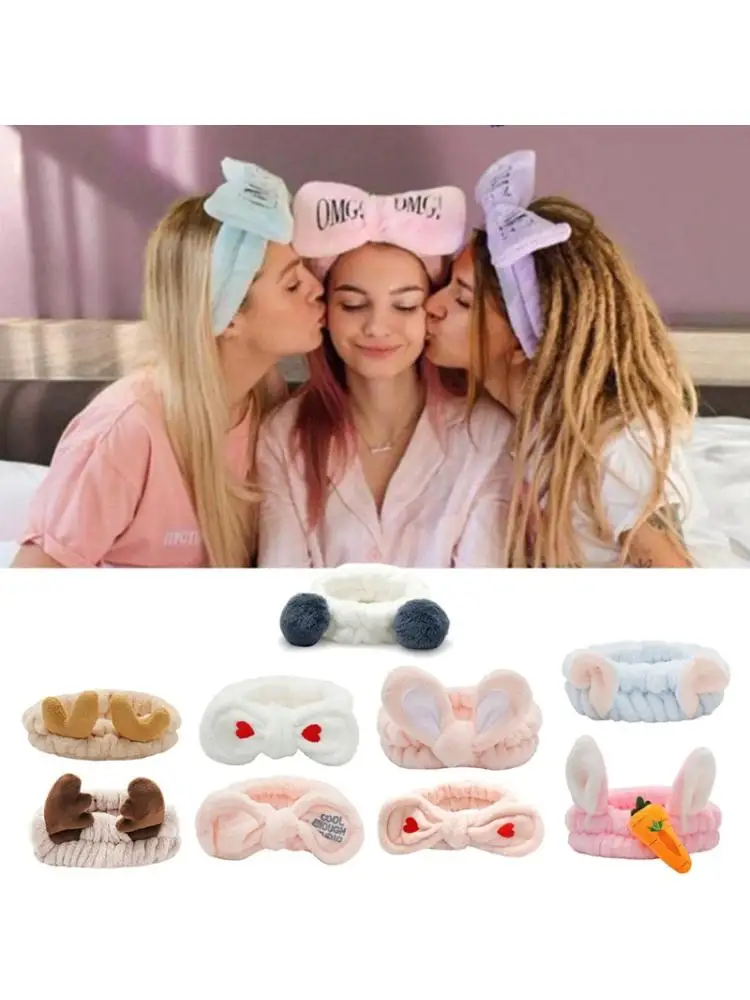 

9 Styles Women Lovely Soft Carol Fleece Makeup Cosmetic Shower Elastic Hair Band B36D