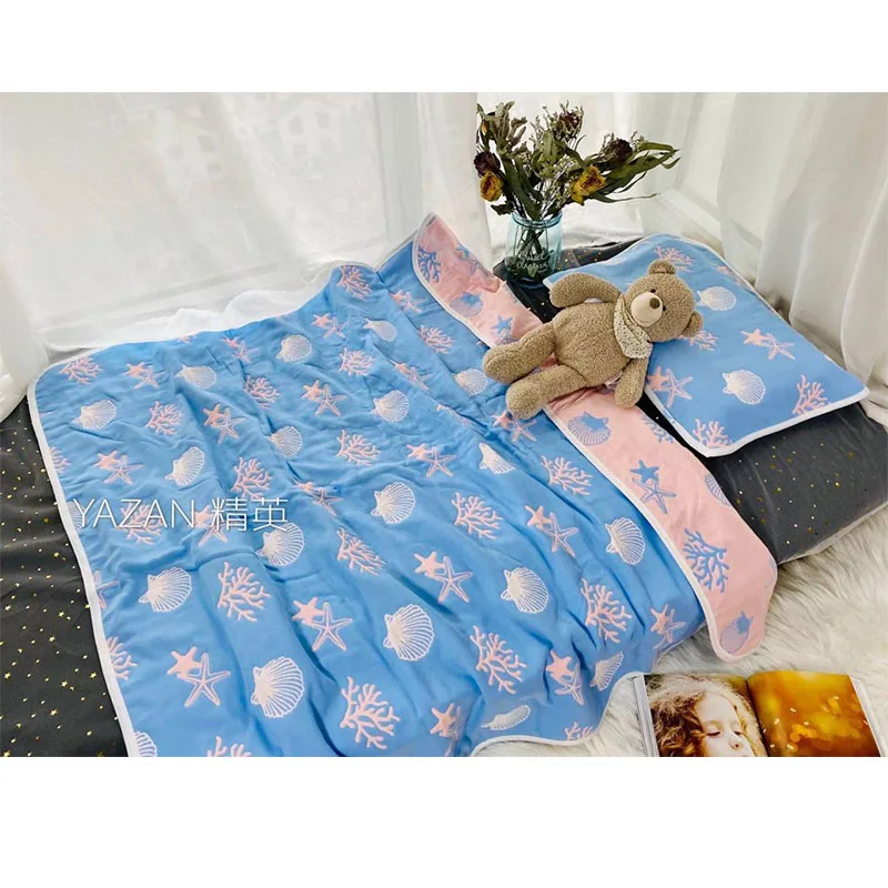

Yazan 110*105cm Cute animals 6 layers high quality cotton yarn soft breathable class A cloth baby blanket crib bath towel