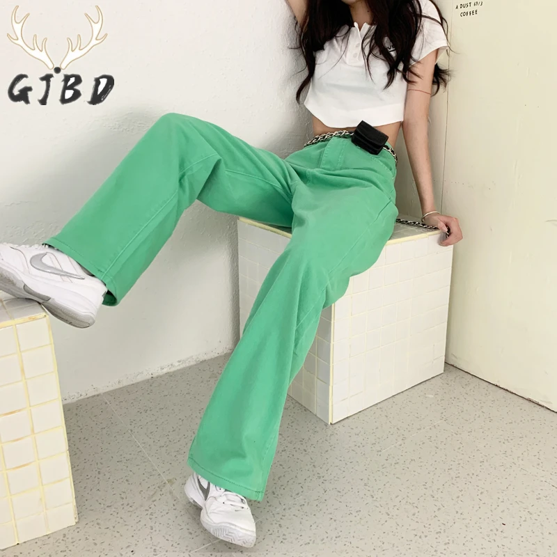 

High Waist Women Jeans Streetwear Solid Color Korean Fashion Wide Leg Pants Casual Baggy Summer Straight Ladies Denim Trouser