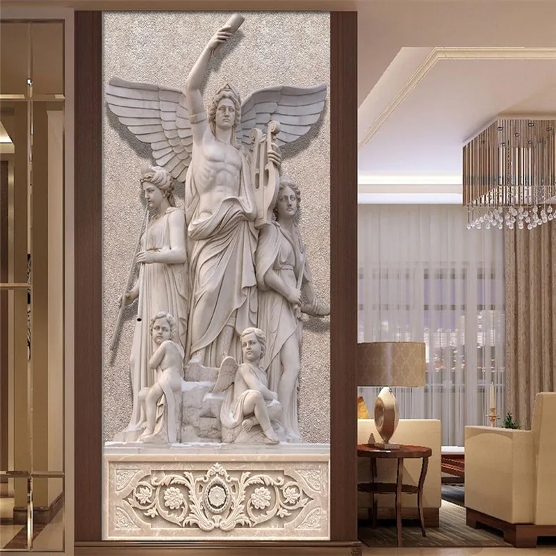 

Drop Shipping Custom Wallpaper 3D Photo European Classic Retro Design Wall Art Living Angel Style Background Wall Great 3d