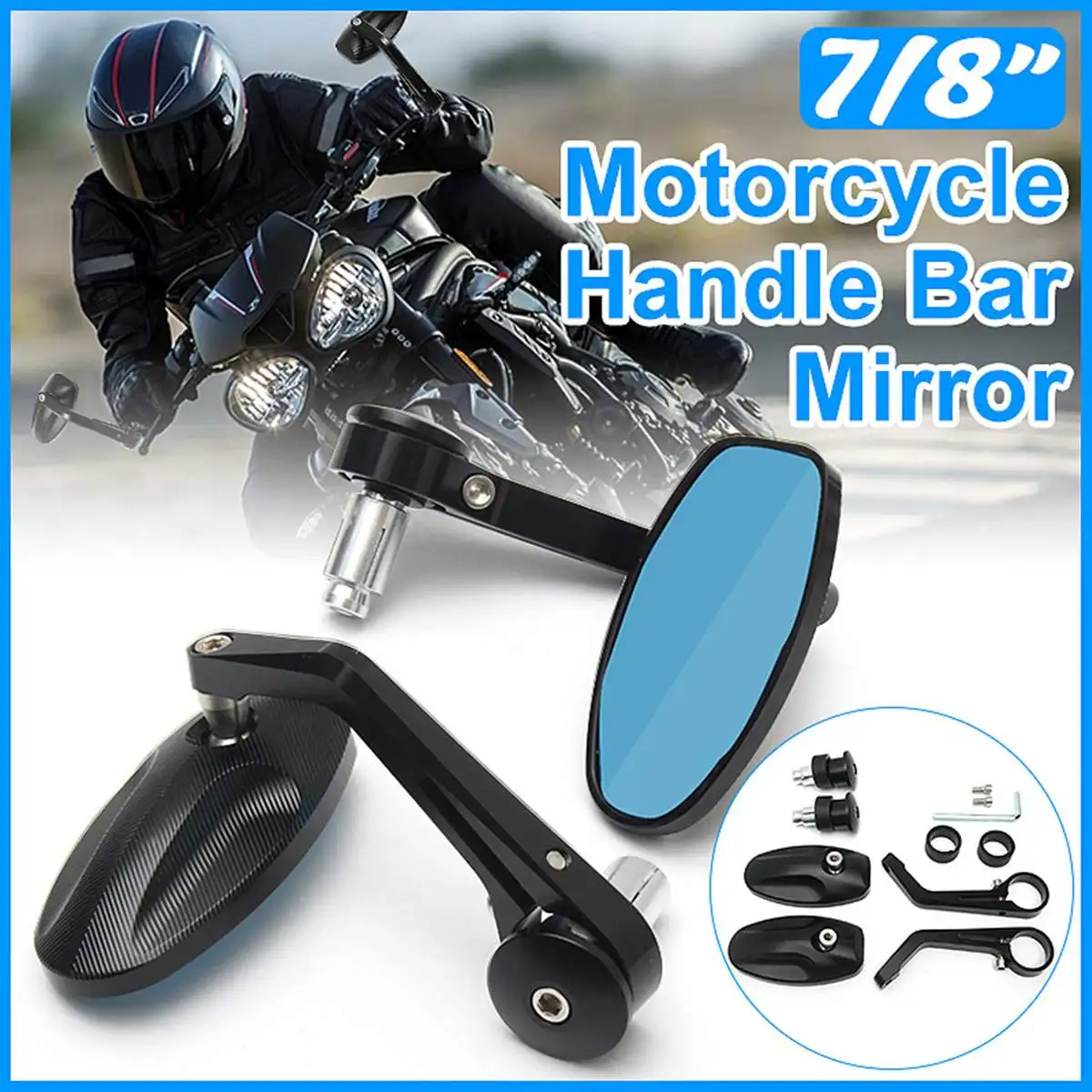 

2x Univesal CNC Motorcycle Bar End Rearview Side Mirrors For 7/8inch 22mm Handlebar Moped Dirt Bike Aluminium Rear View Mirrors
