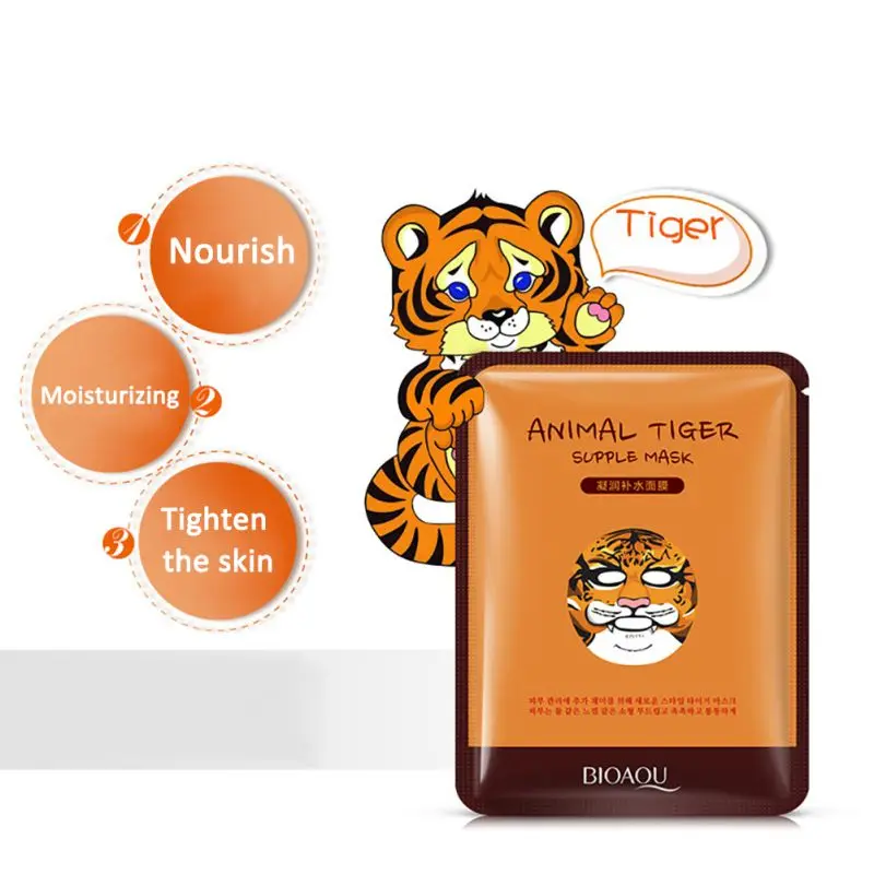 New Korean Cosmetics Face Makeup Mask Care Animal Soft Tiger Panda Pattern Moisturizing Nourishing 30g H22* | Красота и здоровье