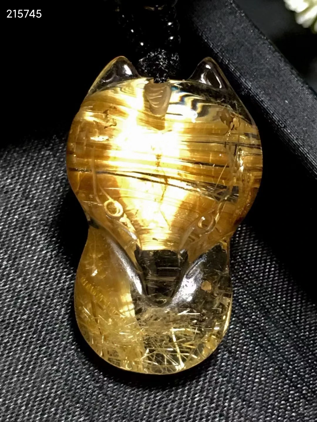 

Natural Gold Rutilated Quartz Fox Carved Pendant 29.17.7mm Crystal Wealthys Stone Necklace Jewelry Genuine AAAAAA