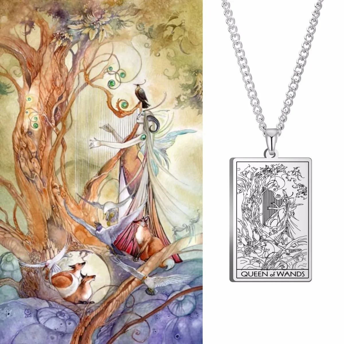 

LIKGREAT Tarot Cards Stainless Steel Men Necklaces Wands Card Suit Pendant Neck Chain Black/Silver/Gold Plated Witchcraft Choker