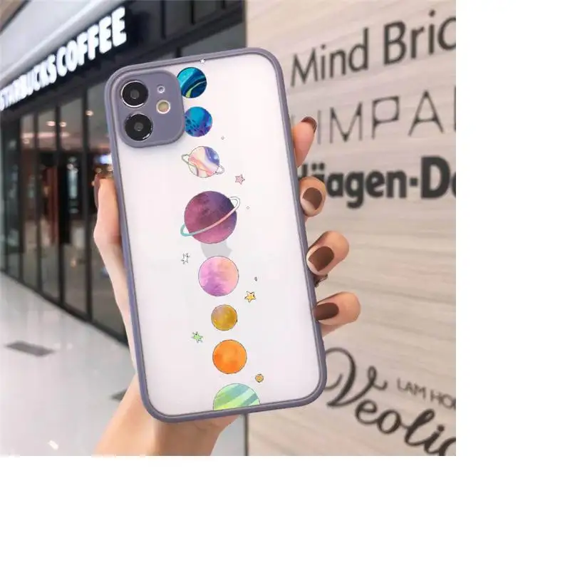 

Space Planet Stars Moon Spaceship Phone Cases matte transparent For gray iPhone 7 8 x xs xr 11 12 pro plus max mini Clear Funda