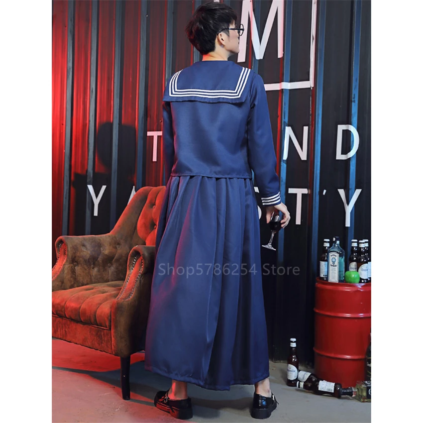 Комплект школьной формы JK из топа и юбки темно-синего цвета для мальчиков девочек