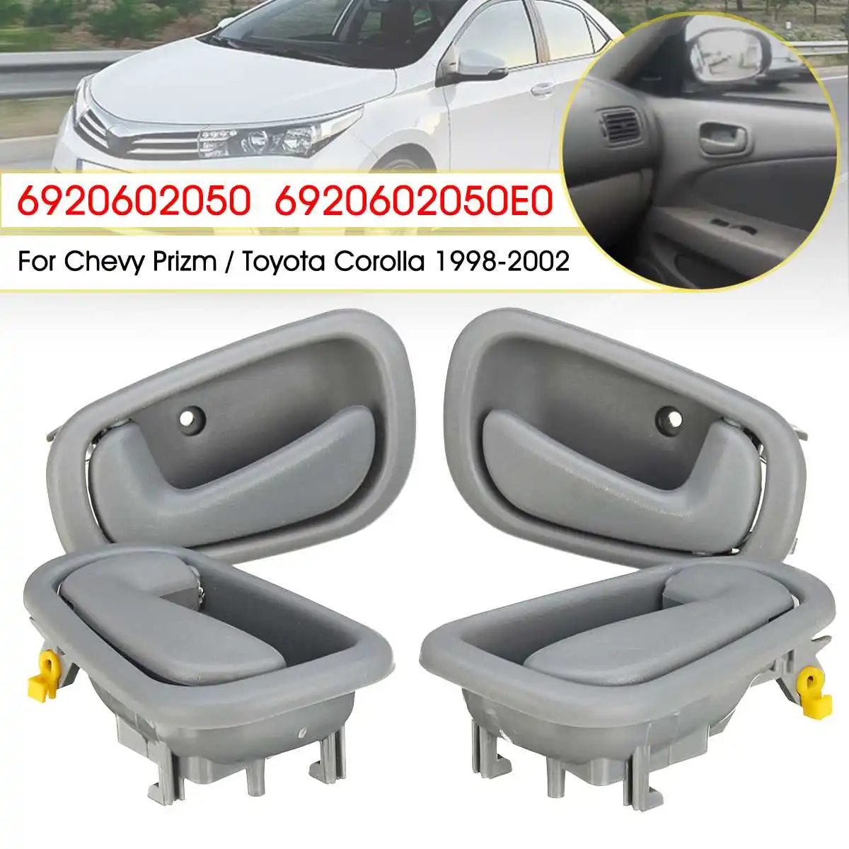 4 шт. ручки внутренней двери для Toyota Corolla Geo Prizm 1998 2000 2001 2002 6920602050 серый|Комнатные