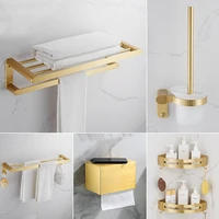 brushed gold aluminum bath hardware accessory set towel rackring papertoilet brushed holderbox corner shelf soap dish hooks