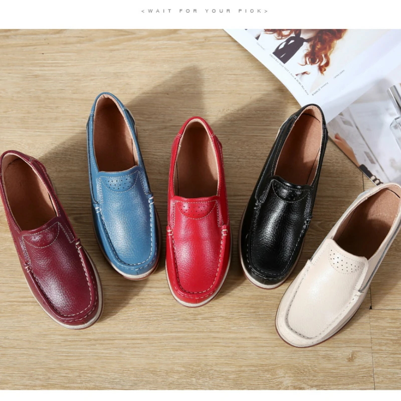 

2020 Autumn Women Shoes Platform Flats Sneakers Women Suede Leather Women Casual Shoes Slip On Flats Heels Creepers Moccasins