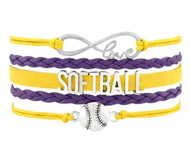 Софтбол Бейсбол Спорт любовь браслеты с кулоном в форме бесконечности и для