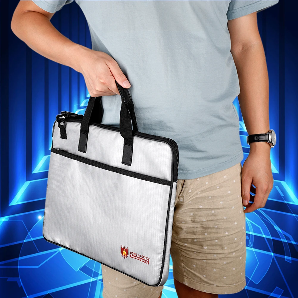 

Office Fireproof File Document Bag Water Resistant Money Bills Storage Organizer with Strap non-scratch Safe and Fire Resistant