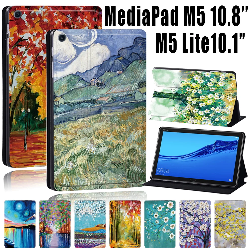 

Tablet Case for Huawei MediaPad M5 10.8 Inch/M5 Lite 10.1 Inch PU Leather Stand Tablet Cover Protective Case + Stylus