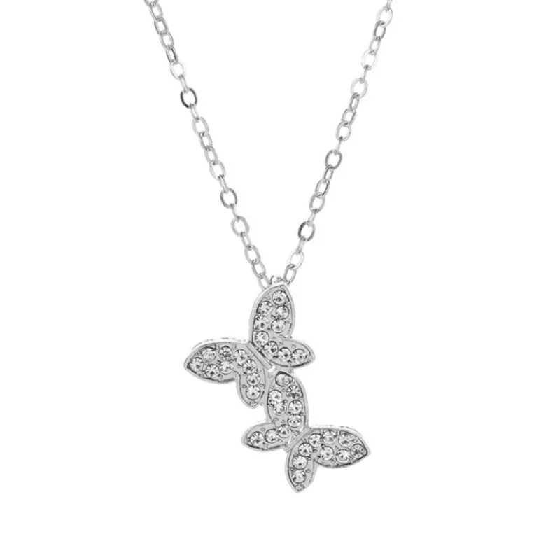 

Women Full Diamond Butterfly Necklace Korean Necklace Temperament Female Simple Clavicle Chain