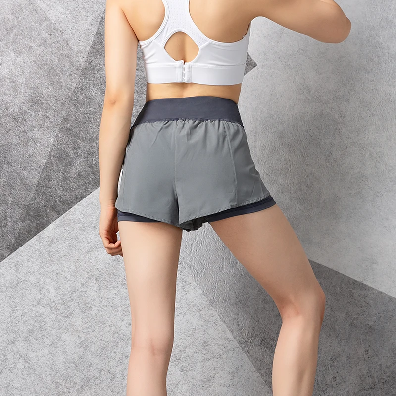 EC.MS шорты для бега женские 2 в 1 спортивные с карманом дышащие быстросохнущие