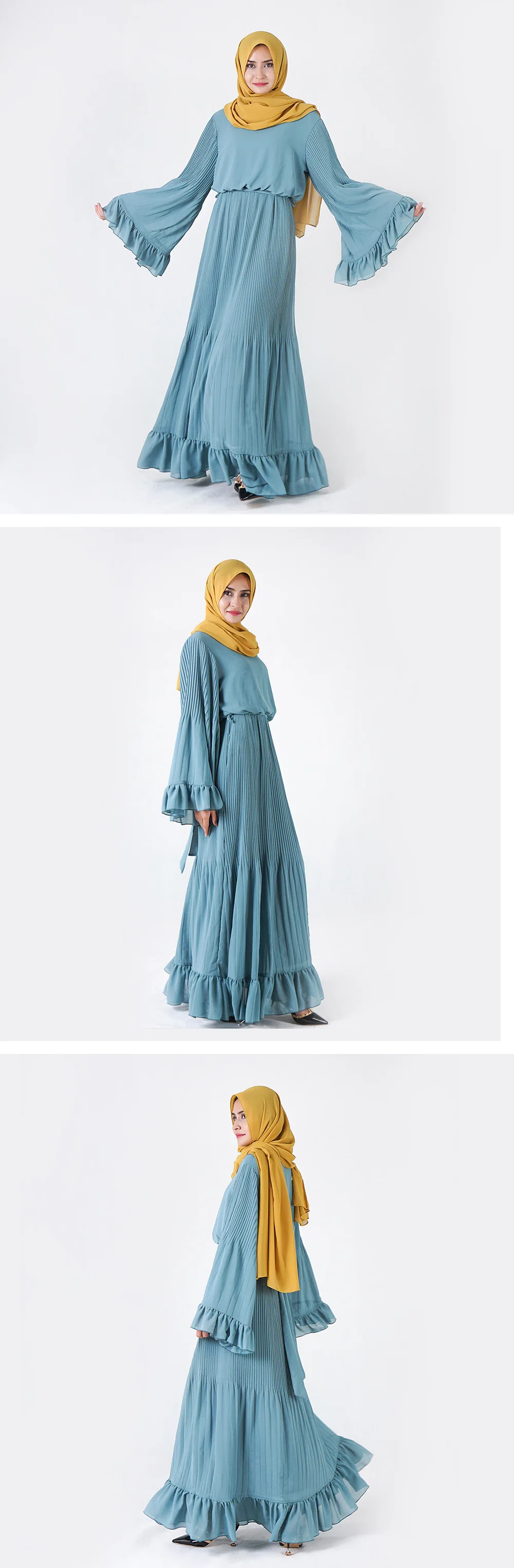 Элегантное мусульманское шифоновая абайя платье Vestidos кардиган-кимоно свободные длинные халаты Jubah Ближний Восток Eid Рамадан исламский