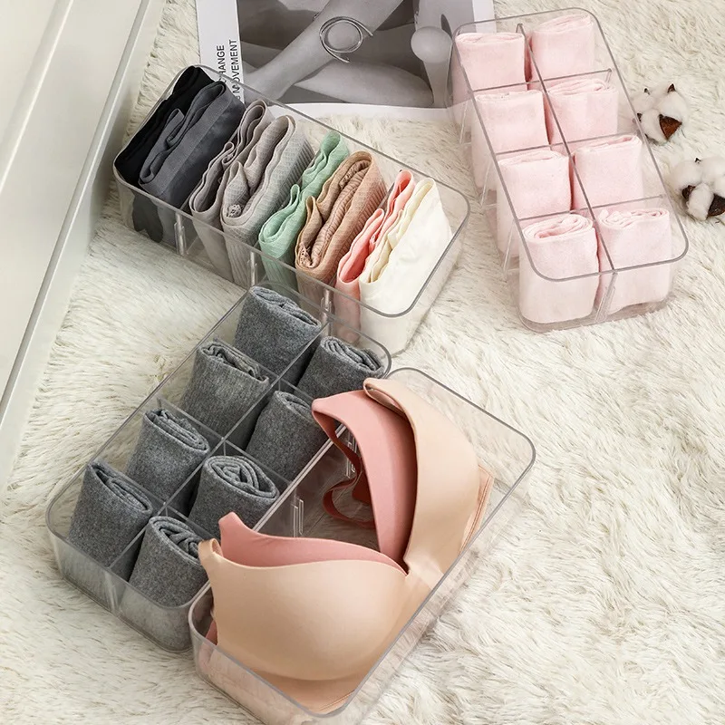 

Closet Organizer For Socks Home Separated Underwear Storage Box 4/8 Grids Bra Organizer Foldable Drawer Organizer