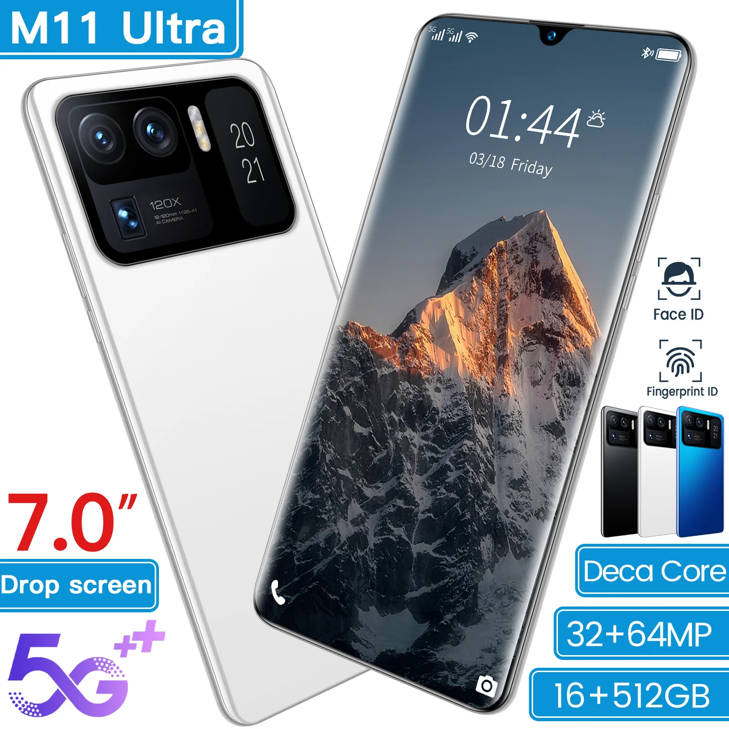 

XIAOM11 Ultra 16+512GB 7.0 Inch Full Screen 32+64MP Dual SIM+Micro SD Mobilephone 5G Network 10 Core 7200mAh Smart Phone MTK6893