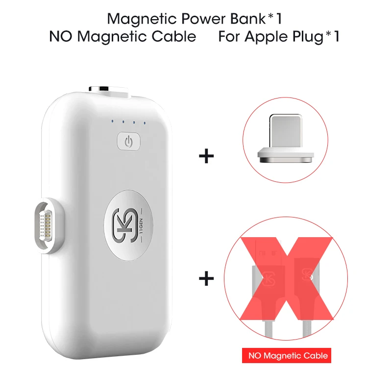 for apple plug SIKAI 11 Gen Супер Мини Магнитный аварийный внешний аккумулятор для iphone X Xs XR портативный милый источник питания для huawei mate 20 P30 - Тип штекера: for apple plug