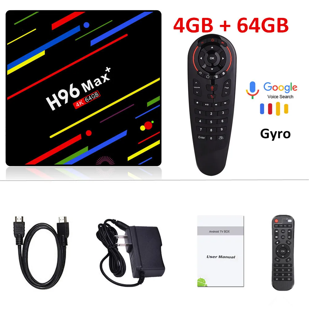 H96 MAX plus RK3328 Android 9,0 ТВ-приставка 4 Гб ОЗУ 64 Гб ПЗУ 32 Гб ТВ-приставка Wifi 4K Netflix Youtube 2G16G смарт-медиаплеер - Цвет: 4G 64G G30 Voice