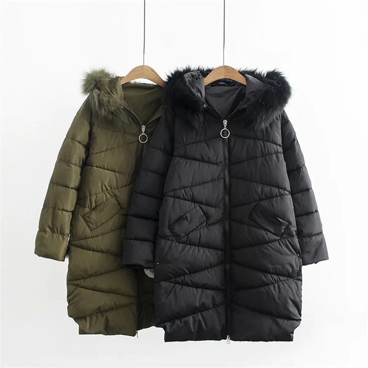 Женское длинное пальто с капюшоном теплая зимняя куртка натуральным мехом