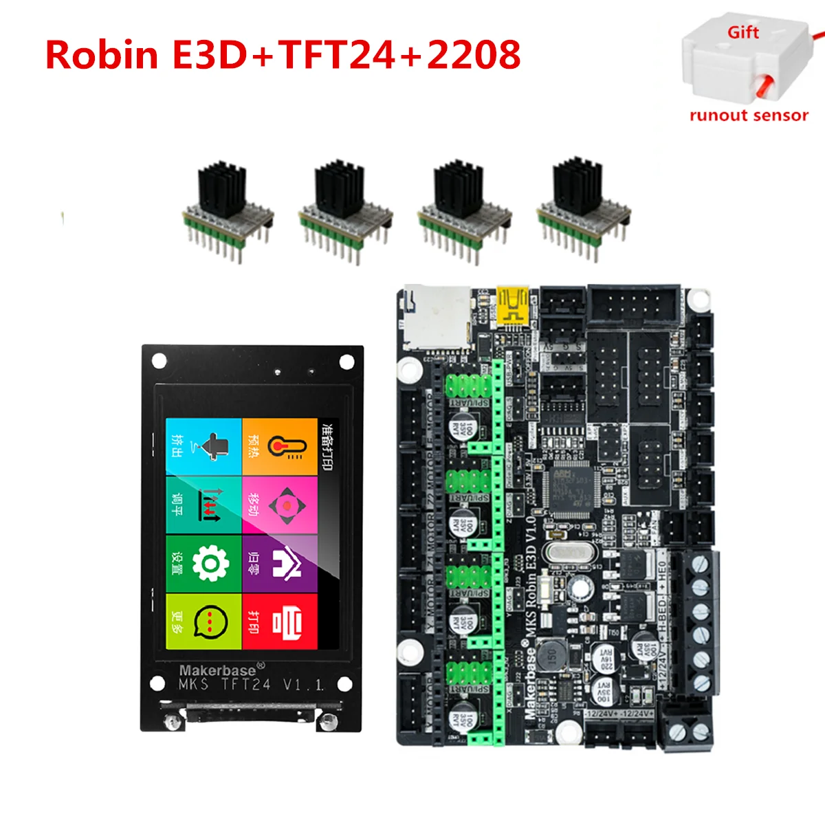 MKS Robin E3D монитор Creality Ender3 CR 10 обновленная материнская плата TFT24 LCD a4988 drv8825 TMC2209 TMC2208