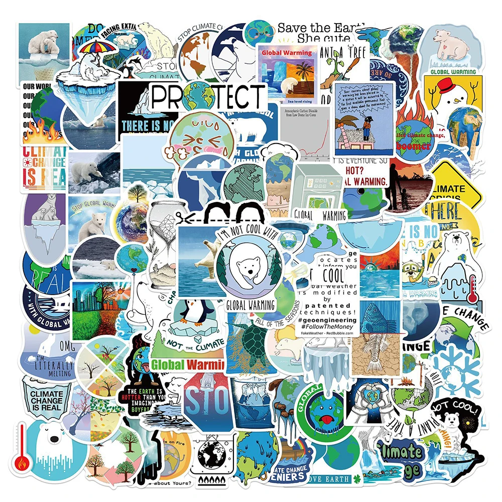 

10/50/100PCS Environmental Protection Global Climate Change Stickers Aesthetic for Laptop Phone Fridge Waterproof Sticker Packs