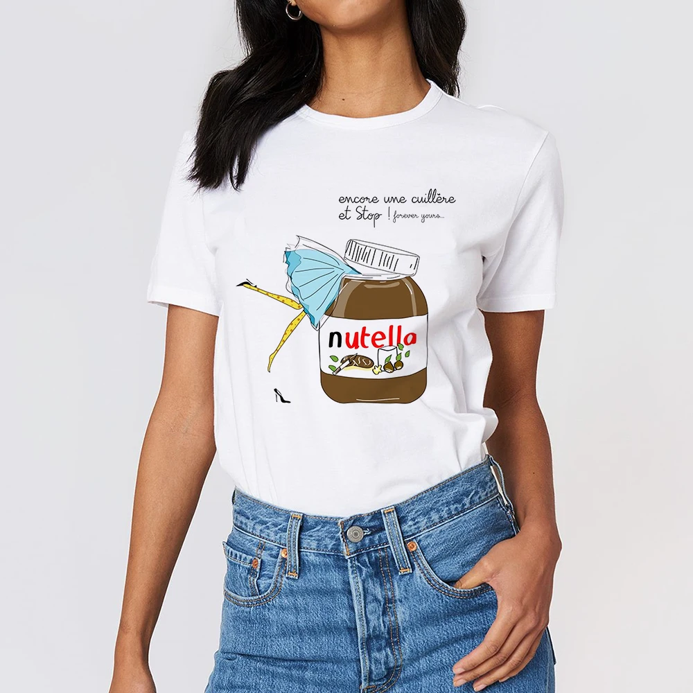 Футболка Nutella женская с коротким рукавом смешная Модная рубашка в стиле 90 х