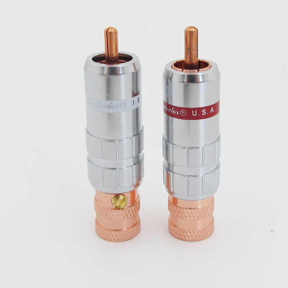 

1 Pair High Quality Brass RCA Plug Lock Collect Soldering A/V Connector