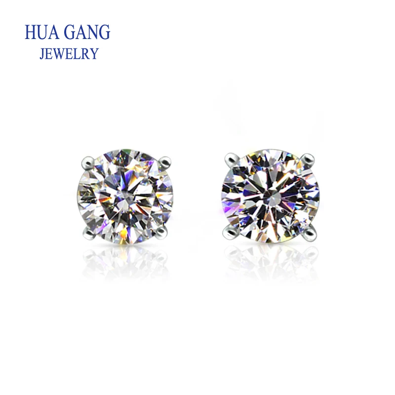 

925 Silver 0.5 carat D Color Moissanite Earrings Brilliant CutNew Arrival 1ct Moissanite Gemstone Stud Earrings for Women