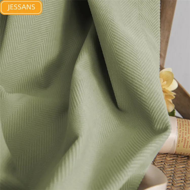 

Nordic Mink Velvet Solid Color Wave Pattern Flannel Thickened Blackout Curtains for Living Room Bedroom Finished Product