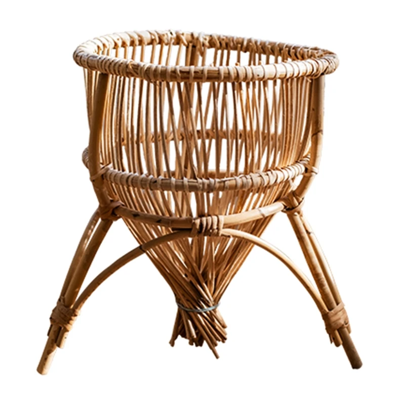 

2021 натуральный ротанг заводской Стенд для внутреннего уличные цветочные горшки корзина Дисплей горшок для растений, подставки в деревенск...