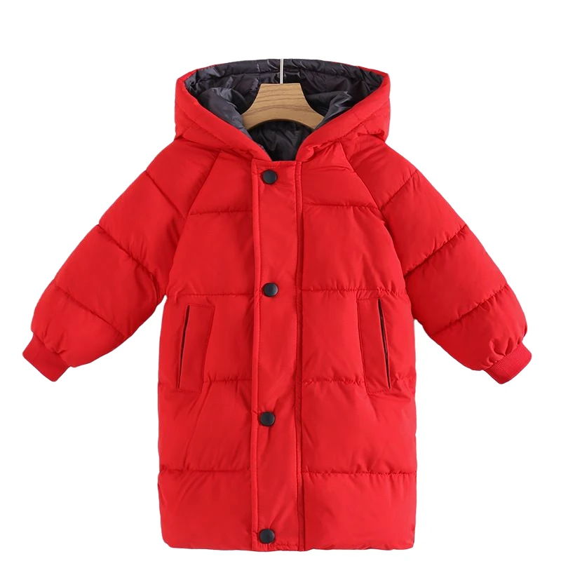 

2021 Autumn Winter Children Boy Girl Long Jacket Hooded Down Cotton Thick Warm Unisex Parka 3-10 Years Kids Baby Outerwear Coats
