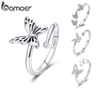 Женское кольцо с бабочкой BAMOER, винтажное регулируемое обручальное кольцо из серебра 925 пробы
