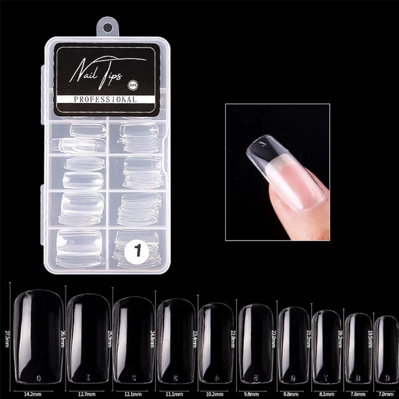 

100Pcs/box Natural Clear Full Half French False Fake Nail Art Tips Manicure Tool DIY Decorration Artificial Nails Salon