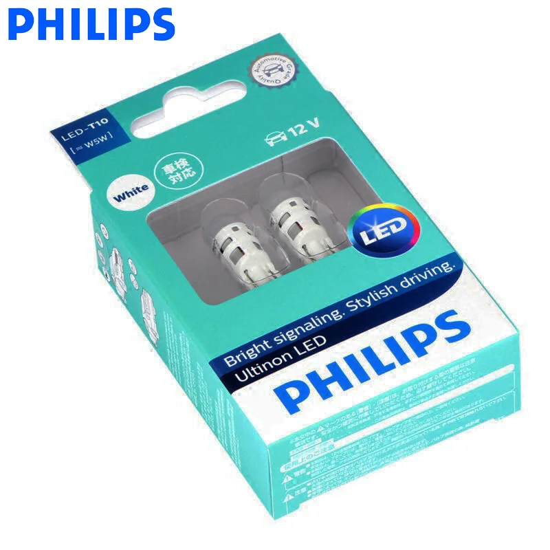 Philips T10 светодиодный 12V W5W 6000K 11961ULWX2 яркий сигнальный стильное Вождение Ultinon белый