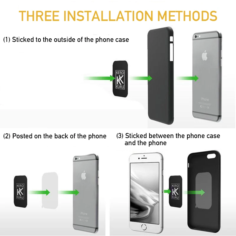 Kerokuru Metal Plate for Magnetic Car Phone Holder Universal Iron Sheet Disk Sticker Mount Mobile Phone Magnet Stand for iPhone