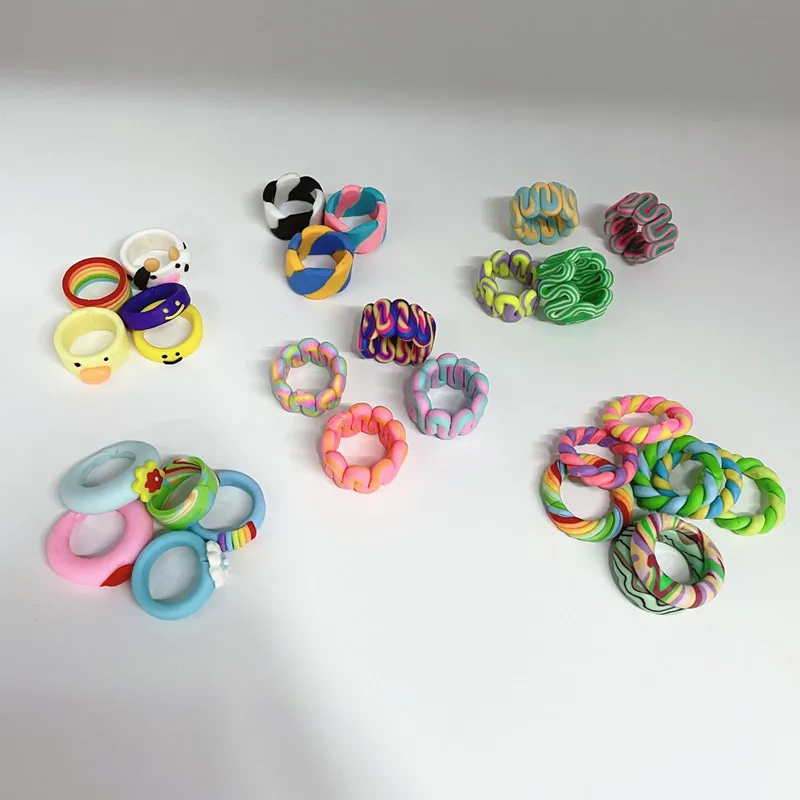 Женские кольца ручной работы AOMU цветные керамические из глины ювелирные изделия