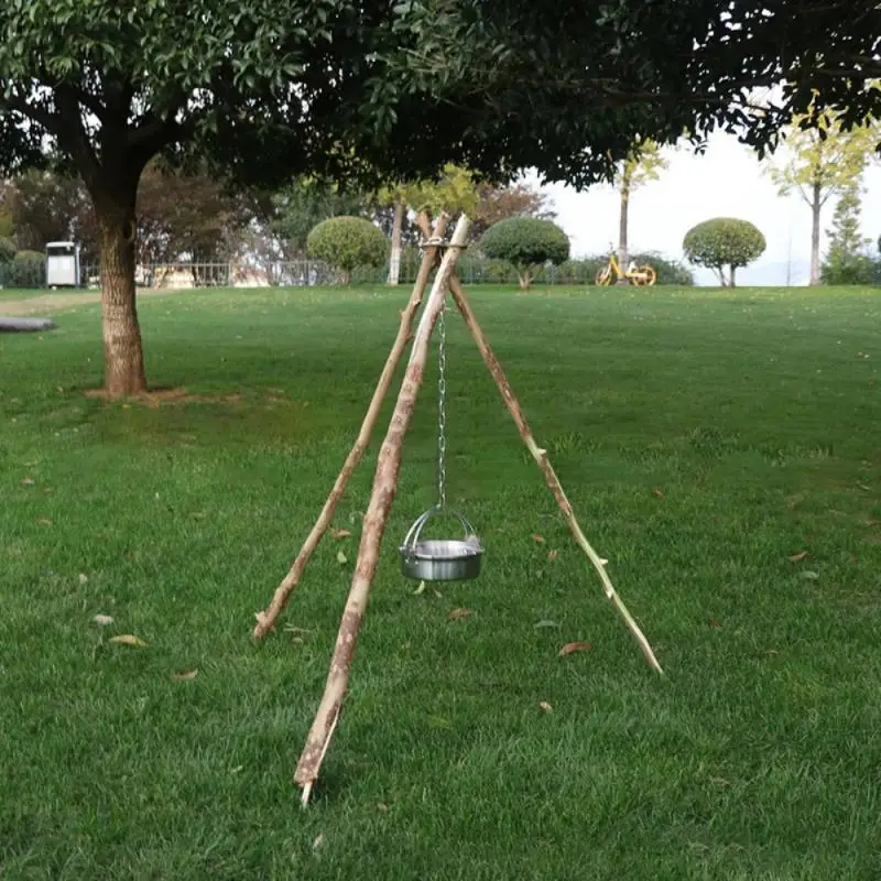 

Outdoor Stainless Steel Picnic Tripod Adjustable Hanging Pot Bracket Convenient and Easy to Take Camping Campfire Barbecue Rack