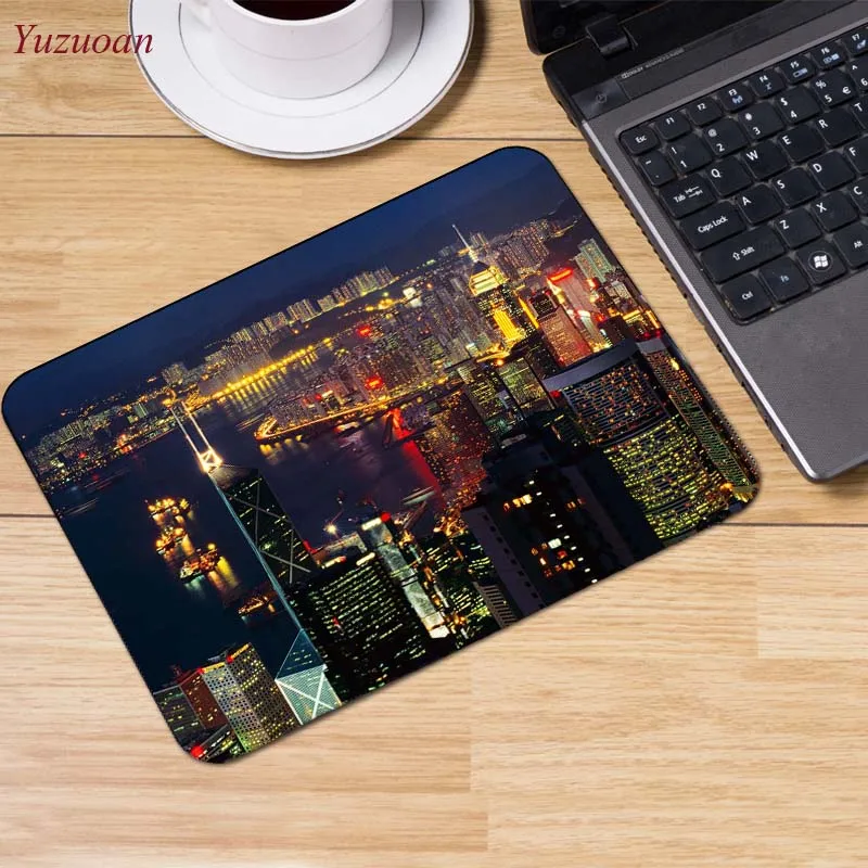 22x18cm Yuzuoan большая рекламная акция Россия Гонконг Ночной пейзаж дизайн игровой скорость коврик для мыши геймер игровые коврики маленький размер для 180*220*2 мм - Цвет: 22x18cm