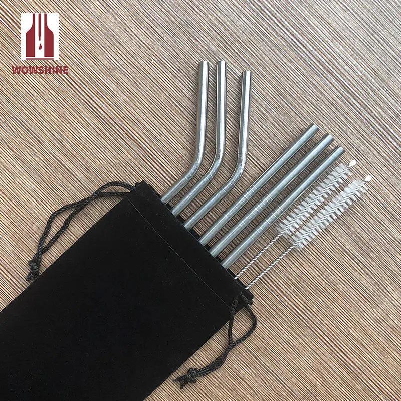 

Заводская Бесплатная доставка Набор сумок 6 соломинок + 2 щетки соломинки из нержавеющей стали 2 компл./лот