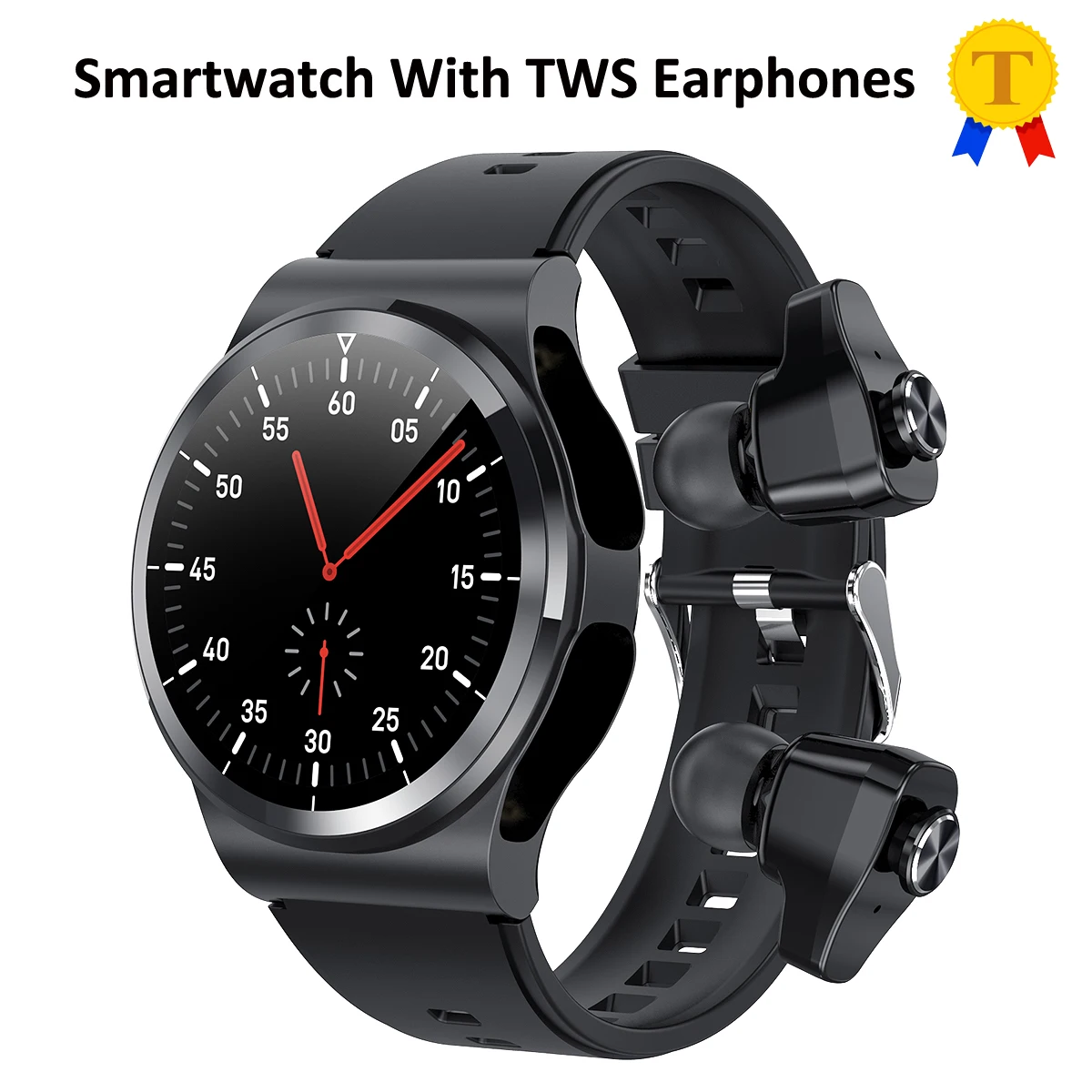 

New Smart Watch With TWS Earphones Music Play Control Smartwatch Sports Fitness Tracker 1.28 Inches Round Colorful Screen Watch
