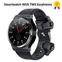 new smart watch with tws earphones music play control smartwatch sports fitness tracker 1 28 inches round colorful screen watch