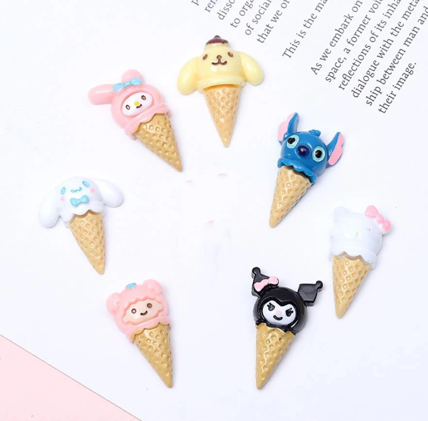 

New Resin Animal Ice Cream Cabochon Flatbacks Kawaii Hair Bows Center Crafts DIY Scrapbooking