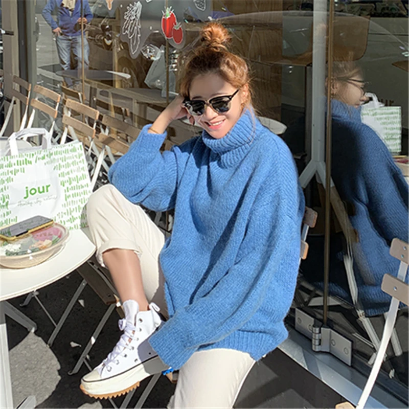 BGTEEVER зимний Повседневный свободный Теплый Женский пуловер с высоким воротом