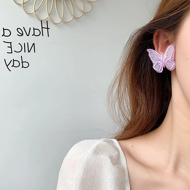 HUANZHI 2020 New Korea Simple Purple Crystal Flower Heart Geometric Hollow Metal Stud Earring for Women Girls Jewelry | Украшения и