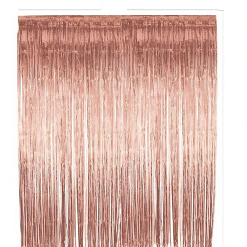 1*2m Rose Gold Party Background Decoration Shimmering Foil Fringe Tinsel Door Curtain Wedding Birthday Photo Backdrop Supplies | Дом и сад