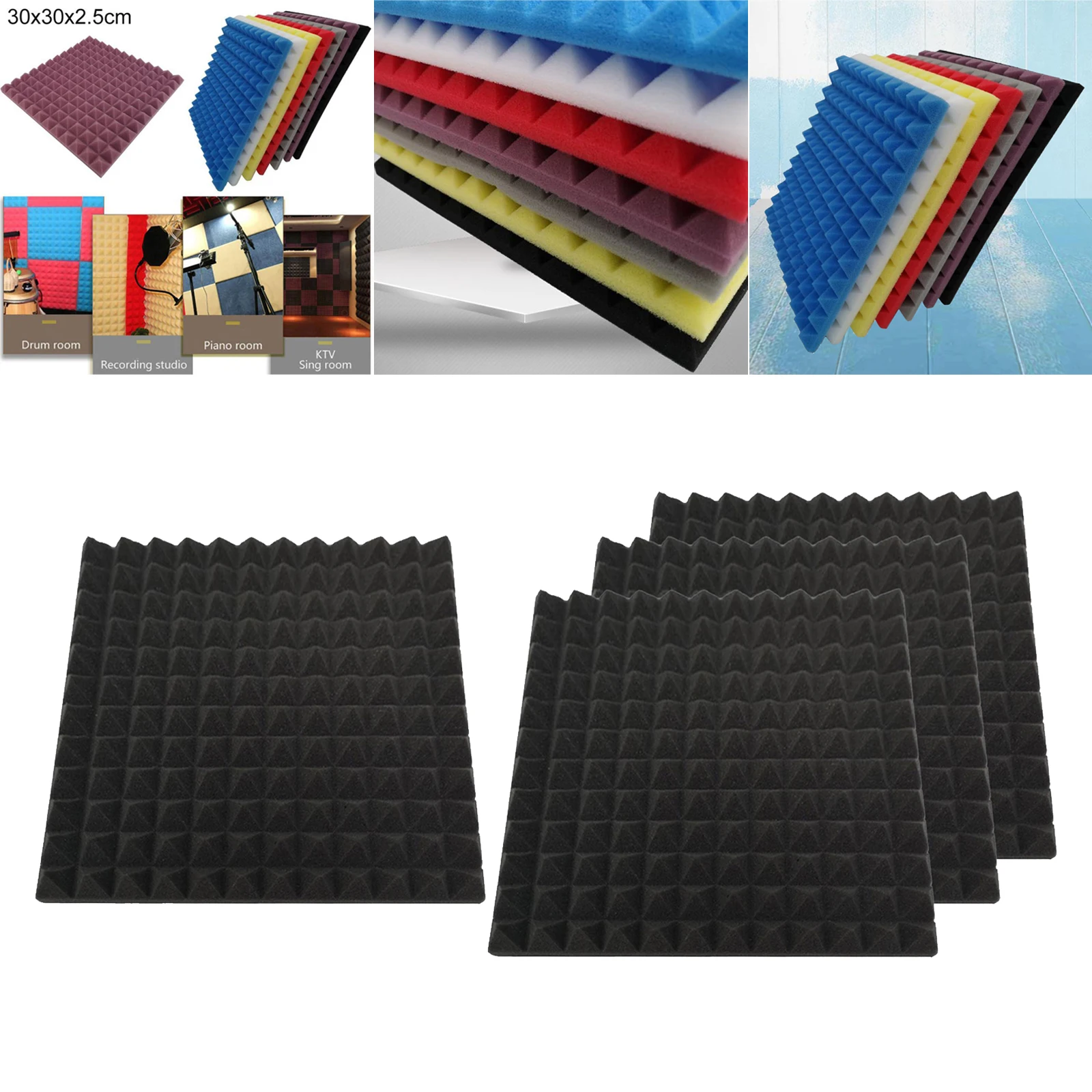 4 упаковки 11 8x11 8x1 дюйм акустическая пена черная панельная плитка настенная
